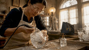 Artisan hand-cutting lead crystal glass