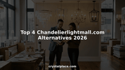 Couple comparing different chandeliers in showroom