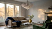 Crystal chandelier illuminating living room ambiance