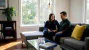 Couple with crystal decor in living room