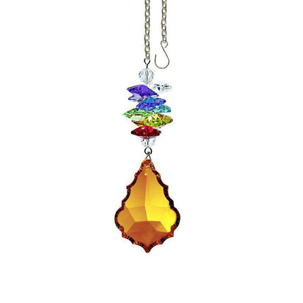 Crystal Ornament Suncatcher Faceted Topaz Pendeloque Rainbow Maker Made with Swarovski crystals