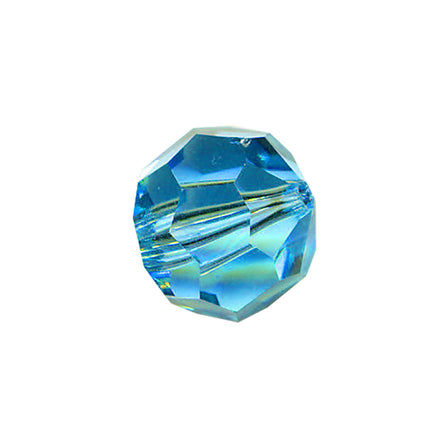 Faceted Round Bead Crystal 10mm Aquamarine Prism with Hole Through