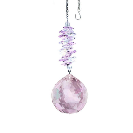Crystal Ornament Suncatcher Clear - Pink Faceted Ball Prism Rainbow Maker Made with Swarovski crystals
