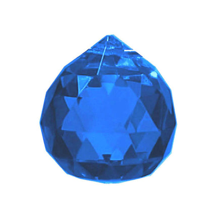 Faceted Ball Crystal 20mm Blue Prism with One Hole on Top