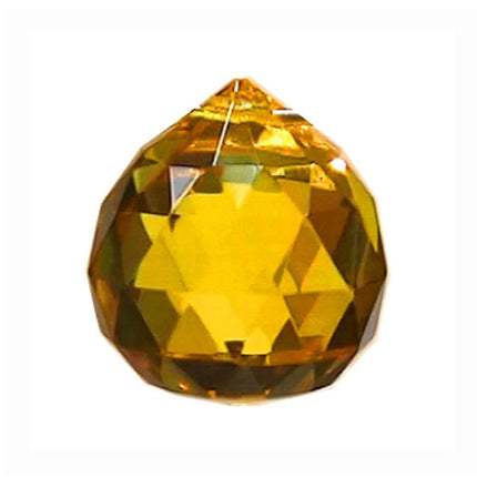 Faceted Ball Crystal 20mm Light Amber Prism with One Hole on Top