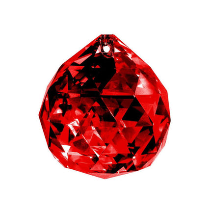 Faceted Ball Crystal 20mm Red Prism with One Hole on Top