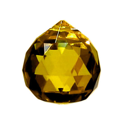 Faceted Ball Crystal 20mm Dark Amber Prism with One Hole on Top
