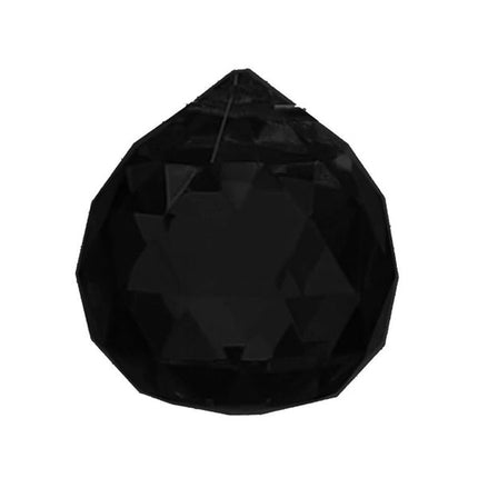 Faceted Ball Crystal 30mm Black Prism with One Hole on Top