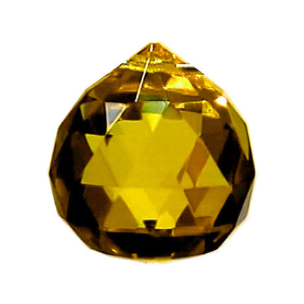 Faceted Ball Crystal 30mm Dark Amber Prism with One Hole on Top