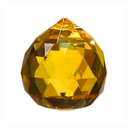 Faceted Ball Crystal 30mm Light Amber Prism with One Hole on Top