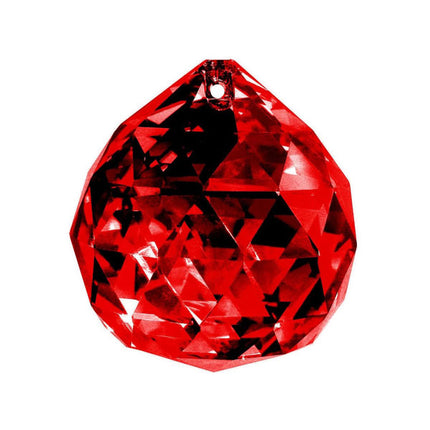 Faceted Ball Crystal 30mm Red Prism with One Hole on Top