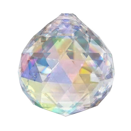 Faceted Ball Crystal 40mm Aurora Borealis Prism with One Hole on Top