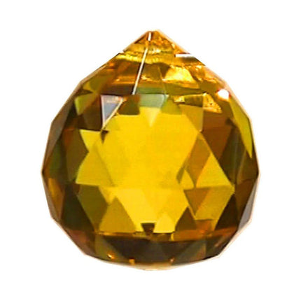 Faceted Ball Crystal 40mm Light Amber Prism with One Hole on Top