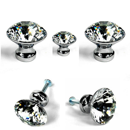 32mm Chrome Crystal Cabinet Knob Cupboard Drawer Pull Handle by Magnificent Crystal