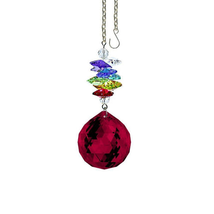 Bordeaux Ball Rainbow Maker Ornament with Chain, Swarovski Crystal Suncatcher