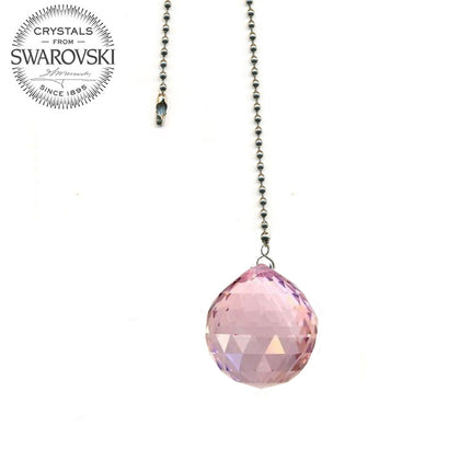 Crystal Fan Pulls Swarovski Strass crystal 40mm Pink Ball Prism