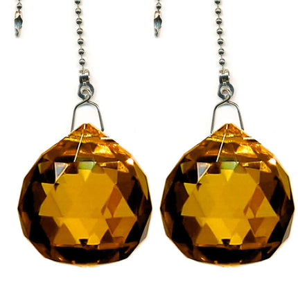 Crystal Fan Pulls 30mm Amber Faceted Ball Prism Magnificent Brand
