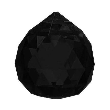 Faceted Ball Crystal 40mm Black Prism with One Hole on Top