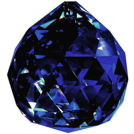 Faceted Ball Crystal 70mm Blue Water Prism with One Hole on Top