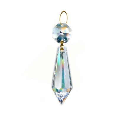 Magnificent Crystal 2.5-inch Faceted Icicle Prism Clear Crystal Accent with One Octagon Bead
