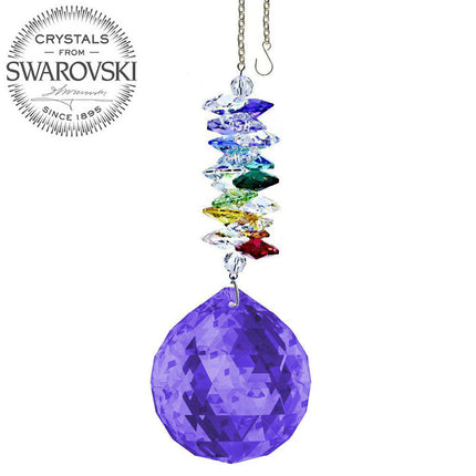 crystal ornament 5 inch suncatcher blue violet ball crystal rainbow maker made with swarovski crystals