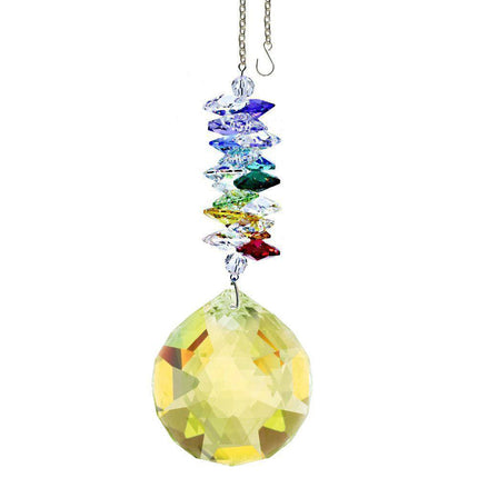 Light Topaz Crystal Ball Rainbow Maker and Suncatcher with Swarovski Crystal Prisms 