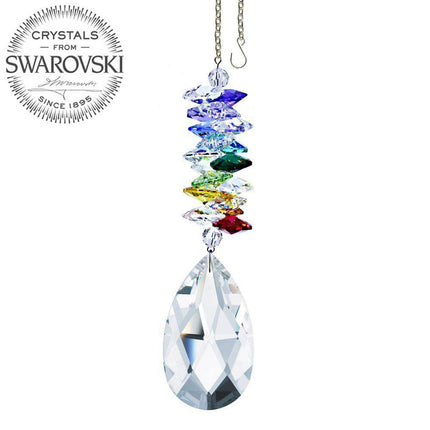 Crystal Ornament 5 inch Suncatcher Clear Almond with Swarovski crystals