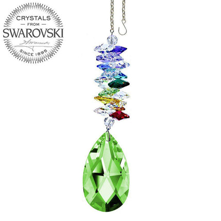 Crystal Ornament 5 inch Suncatcher Light Peridot Almond Crystal Rainbow Maker with Swarovski crystal Prisms