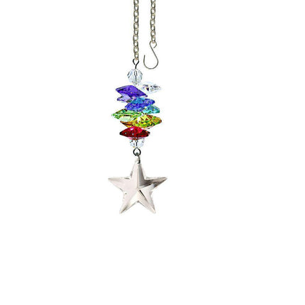 Clear Crystal Star Ornament with Colorful Rainbow Maker Prisms (3 Inches)