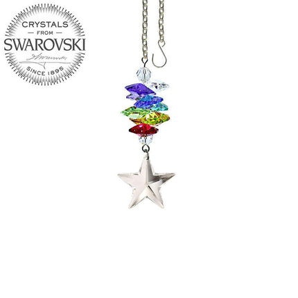 Crystal Suncatcher 3 inch Clear Star Ornament with Colorful Rainbow Maker Made with Swarovski crystals