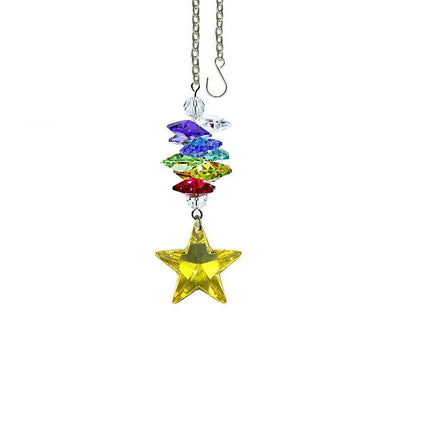 Light Topaz Star Suncatcher with Colorful Rainbow Maker Crystals (3 inch)