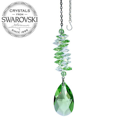 Crystal Ornament 5 inch Suncatcher Clear - Peridot Rainbow Maker with Peridot Almond Prism Made with Swarovski crystals