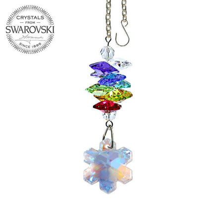 Crystal Ornament 3-inch Suncatcher AB Swarovski crystals Faceted Snowflake prism Rainbow Maker Made with Swarovski crystals