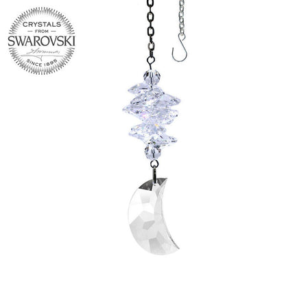 Crystal Suncatcher 3.5-inch Ornament Moon prism Clear Rainbow Maker Made with Swarovski crystals