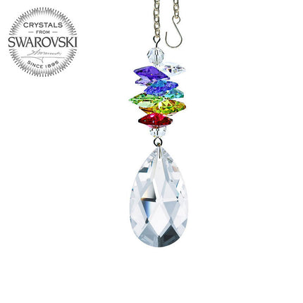 Crystal Ornament Clear Almond Prism with Colorful Rainbow Maker with Swarovski crystal Prisms