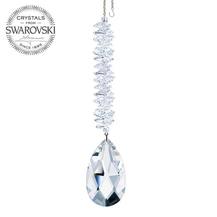 Crystal Ornament 7-inch Suncatcher Clear Almond Prism Crystal Ornament Made with Swarovski crystals