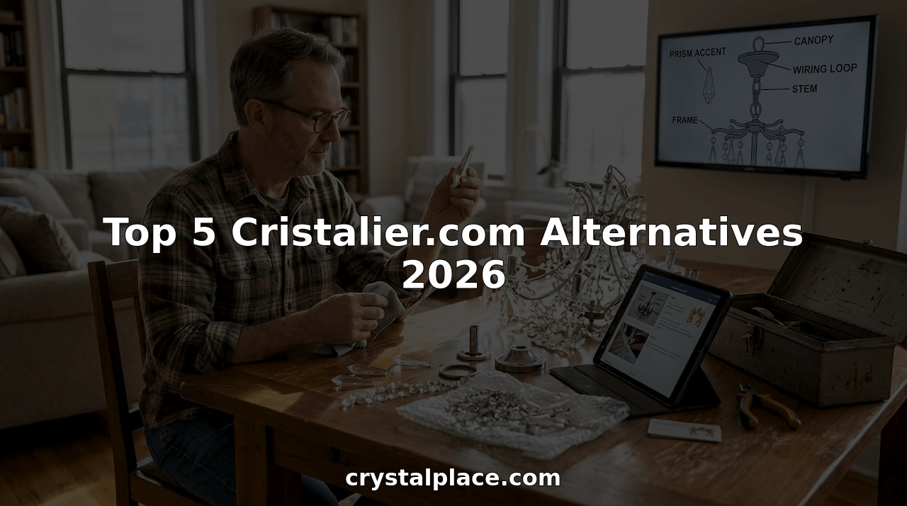 Homeowner sorting chandelier crystal parts