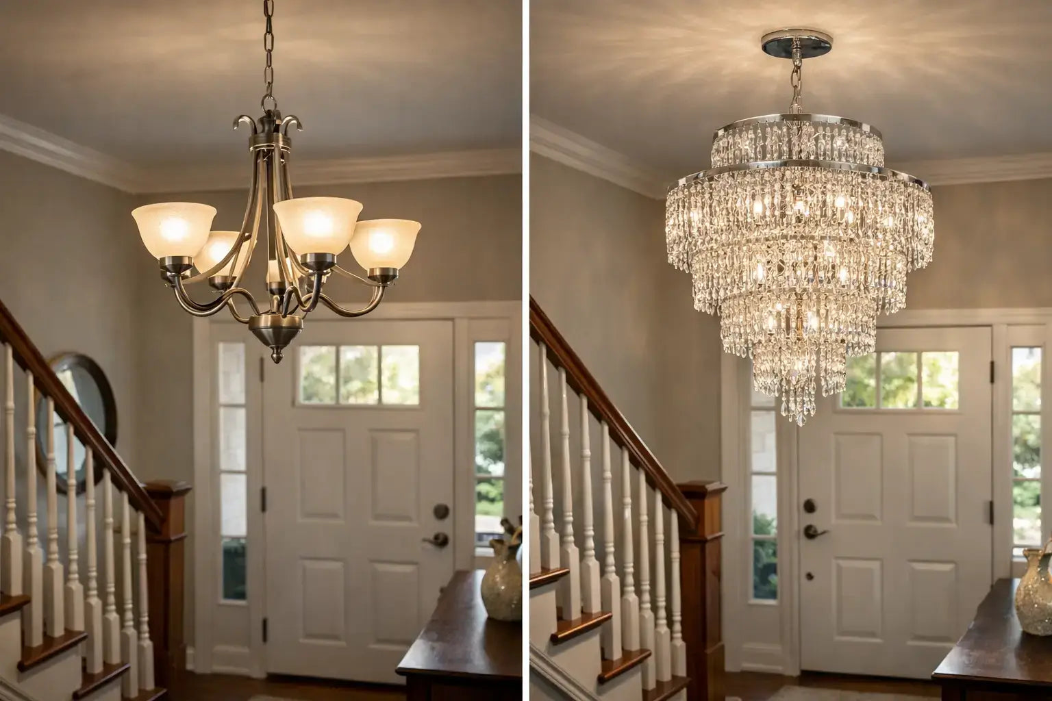 Entryway Chandelier Crystal Upgrade Example