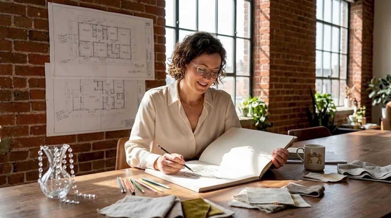 Designer sketching custom chandelier concept