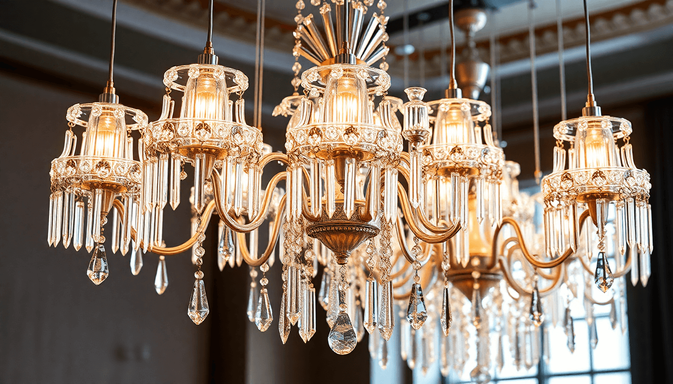 crystals on chandelier