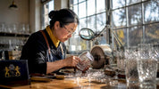 Artisan hand-cutting lead crystal tumbler
