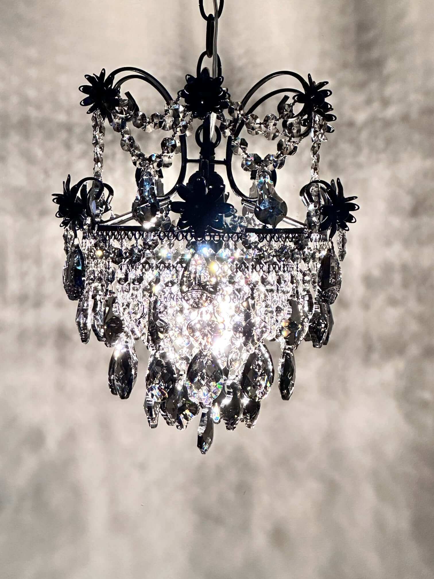 Mini crystal chandelier with ice black crystals