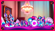 Colorful replacement crystal prisms arranged on a red surface