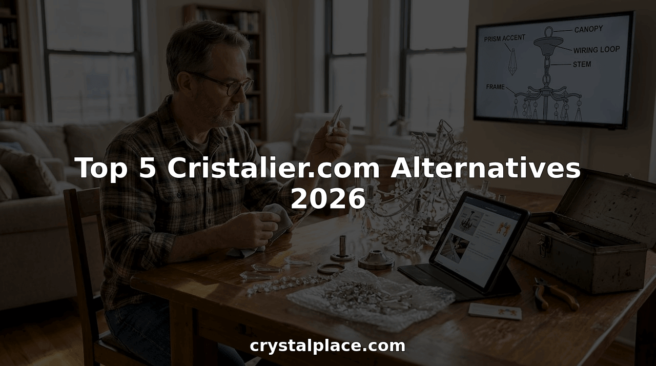 Homeowner sorting chandelier crystal parts