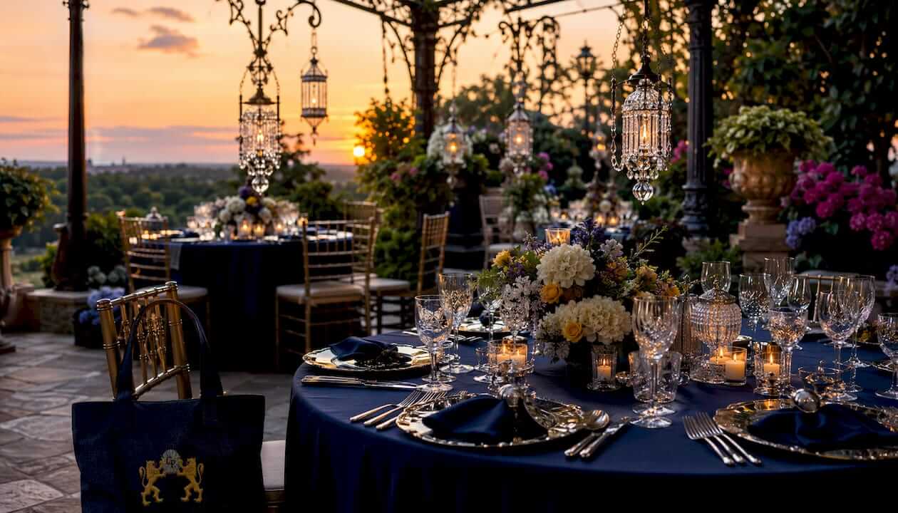Elegant ballroom with crystal chandeliers