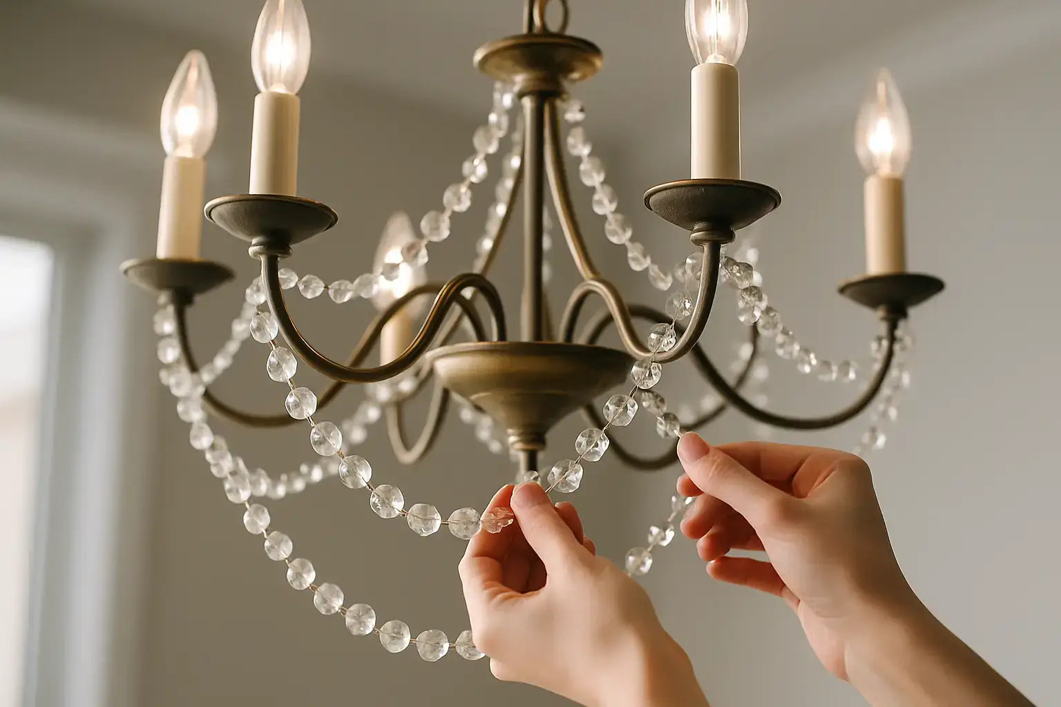 Crystal Garlands That Transform a Chandelier