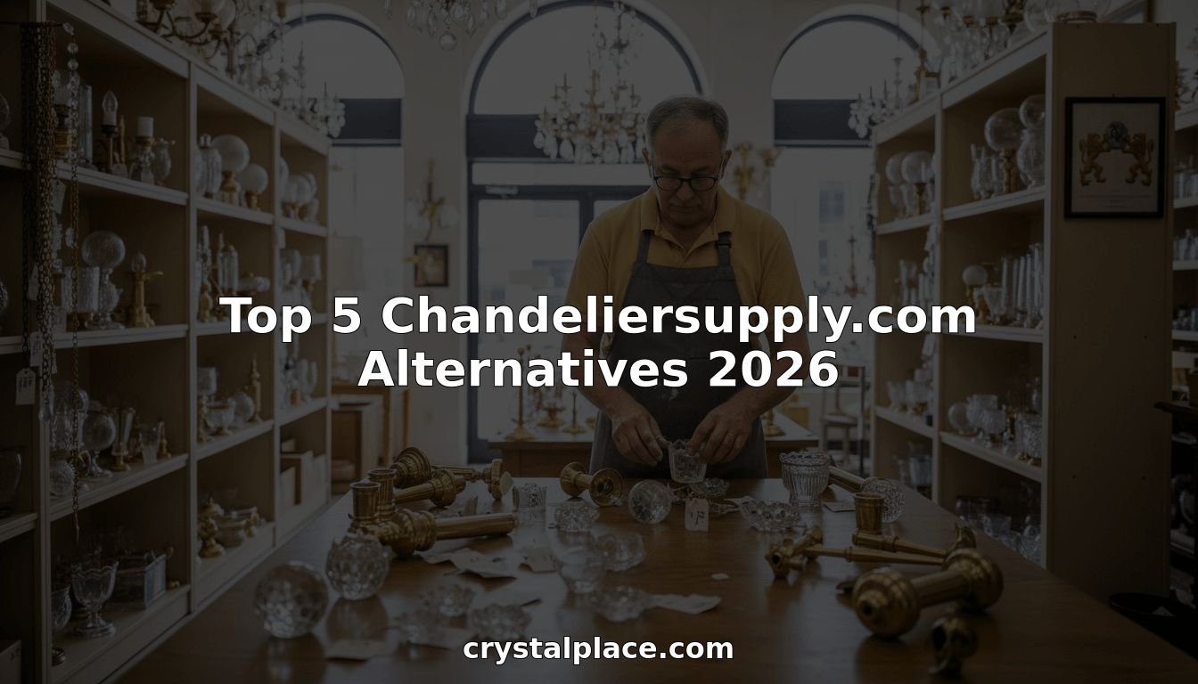 Chandelier supply store manager arranges crystal parts