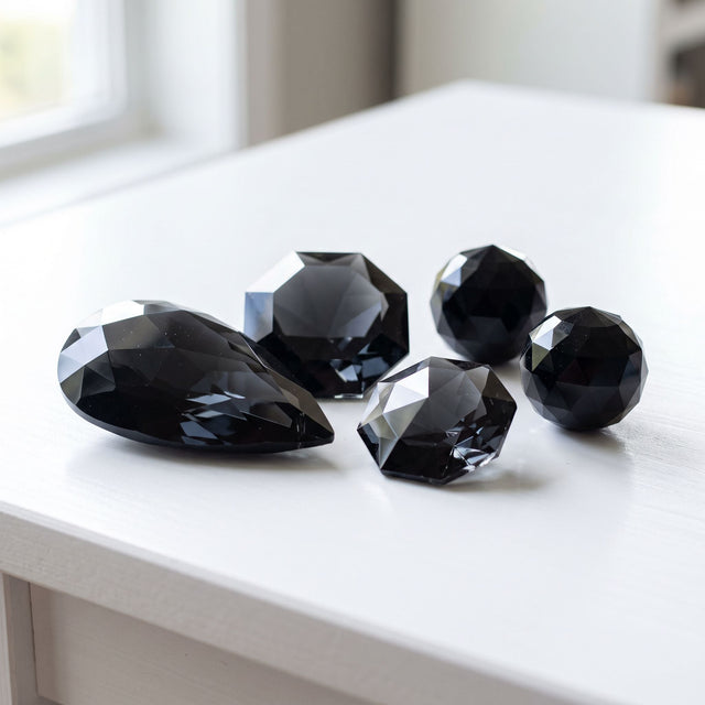 Black crystal chandelier prisms by crystalplace.com