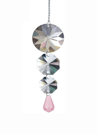 Crystal Suncatcher 5 inch Clear and Pink Waterfall Prisms Magnificent Brand - Crystal Place