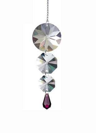 Crystal Suncatcher 5 inch Clear and Purple Waterfall Prisms Magnificent Brand - CrystalPlace